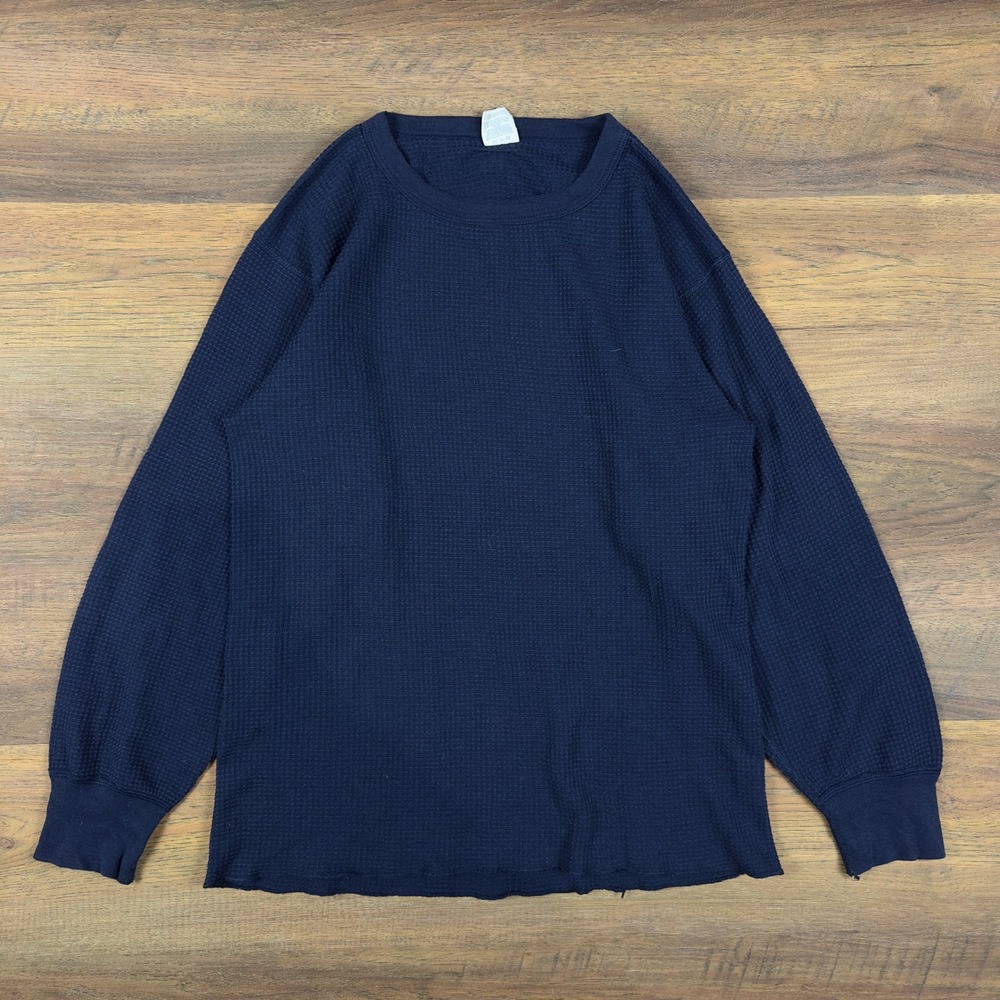 Vintage J.E. Morgan Long Johns Navy Blue Waffle Knit Thermal Shirt Mens‎ XL USA